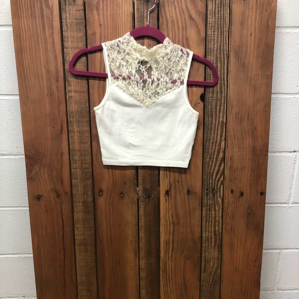 Charlotte Russe size small white lace crop top - Picture 2 of 7